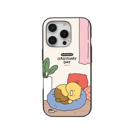 [S2B] KAKAO FRIENDS CHOONSIK Magnetic Door Wallet Card Case Compatible with iPhone – Dual Layer Protective Bumper Phone Case, Card Storage (2) - Made in Korea